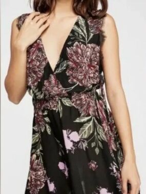 FREE PEOPLE Pink and Red Blooms Dress